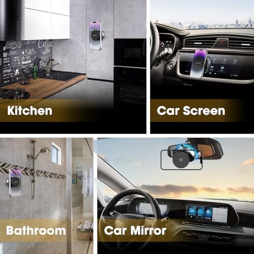 Revolutionize Your Mobile Experience with the 360-Degree Rotating Vacuum Magnetic Suction Phone Mount – Ultimate Gym & Kitchen Companion for All Smartphones with Strong Suction Cup for Any Smooth Surface – Effortless Hands-Free Functionality and Enhanced Durability