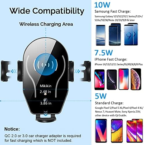Premium Fast Wireless Car Charger Mount – 10 W Auto-Clamping Phone Holder for i Phone 16/15/14/13/12/11 Pro Max & Samsung Galaxy S24/S23/S22/S21+ – Effortless Installation with Superior Compatibility for Enhanced Navigation and Driving Safety