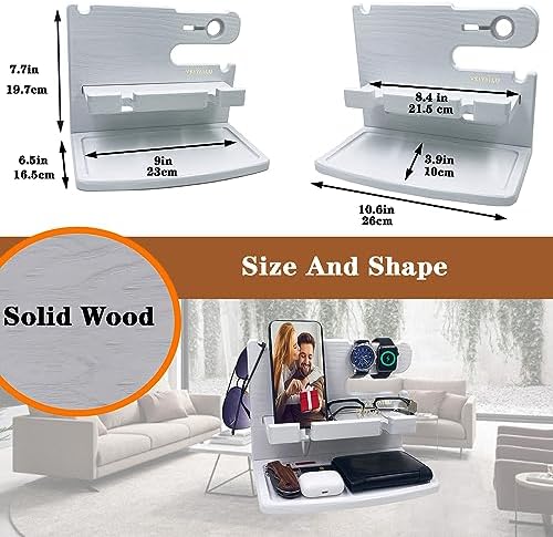 Gifts for Men Women Dad Husband Boyfriend Wood Phone Docking Station Nightstand Organizer for Men Birthday Gifts (Dark Brown) – Enhanced Compatibility and Speed