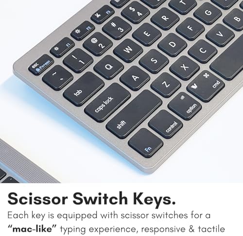 Compact Macally Wired Keyboard for Mac and Windows – Sleek USB Mini Keyboard with 78 Scissor Switch Keys – Effortless Plug and Play Design for Enhanced Typing Speed – Ideal Space-Saving Solution for Modern Workspaces – Durable Aluminum Finish for Long-lasting Performance and Style