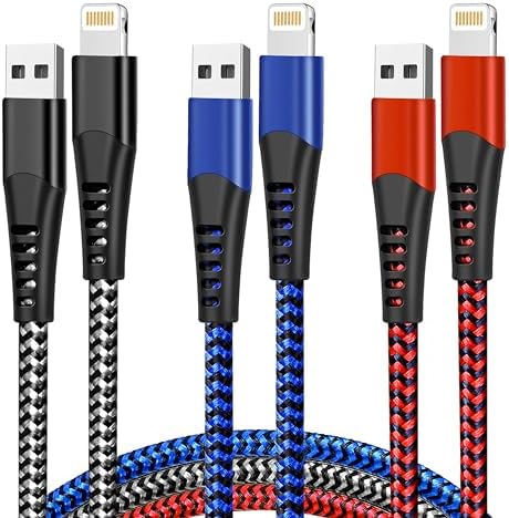 Premium USB C to Lightning Cable 5 Pack – MFi Certified Fast Charging Cords for i Phone 14/13/12/11/XS/XR/X/8 – Durable Braided Design with Multiple Lengths (3 ft, 3 ft, 6 ft, 6 ft, 10 ft) – Enhanced Power Delivery Performance, Sleek Black Finish for Home, Office, and Travel Use – Reliable Charging Solution for Apple Devices