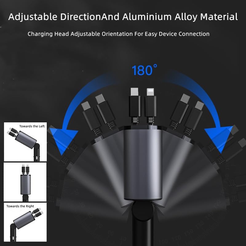 Ultimate Retractable Car Phone Charger – Type C Fast Charging with 120 W Power Output, Dual USB Ports for i Phone 16/15/14/13/12/11 and Galaxy S23/S22/S10 – Tidy, Compact Design for On-the-Go Charging and Easy Storage