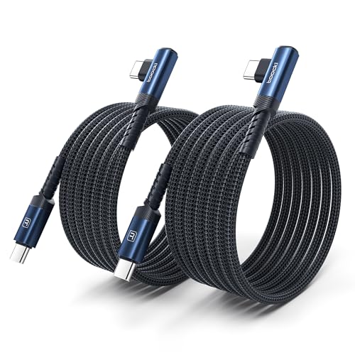 10 ft USB C to USB C Charger Cable (2-Pack) – 60 W Fast Charging Type C Cord with Right Angle Connector for i Phone 16, 15 Pro Max/Plus, Mac Book Air, Samsung S23 Ultra/S22, Note 20 – Superior Durability & Enhanced Ergonomics for Optimal Device Performance