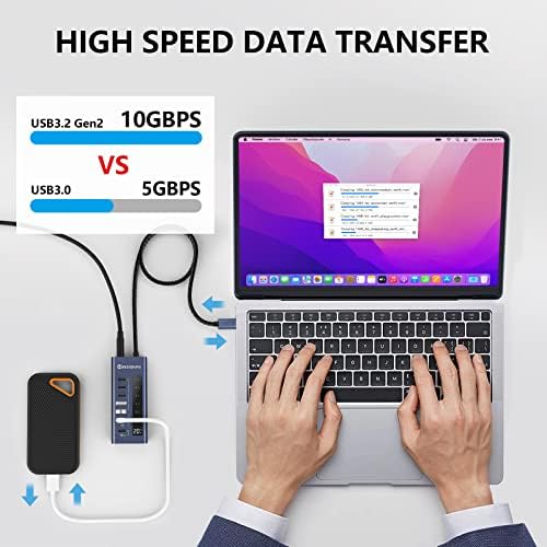 Minisopuru 4-Port USB C Hub – Ultra-Fast 10 Gbps Data Transfer & 20 W Rapid Charging Splitter for Mac Book Pro, i Pad & More – Lightweight Multiport Adapter for Seamless Device Connectivity – Ideal for On-the-Go Professionals