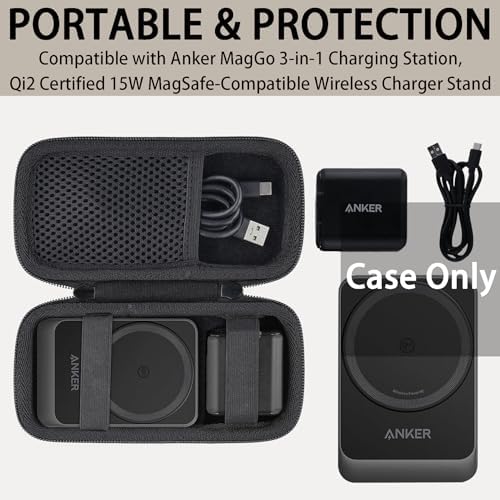 Premium Khanka Hard Travel Case for Anker Mag Go 3-in-1 Charging Station – Ultimate Qi2 Certified Wireless Charger Protection, Lightweight & Custom-Fit Design, Sleek White Finish for Effortless Portability and Organization