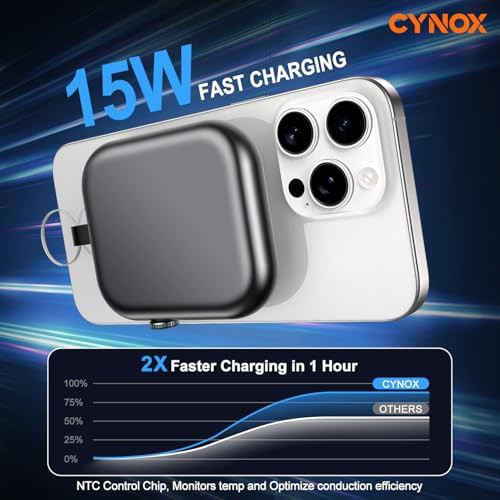 6000 m Ah Magnetic Power Bank – 3-in-1 Portable Charger for i Phone 12-16, Apple Watch, and Air Pods – 22.5 W Fast Charging USB-C Battery Pack for Effortless On-the-Go Power and Enhanced Device Compatibility