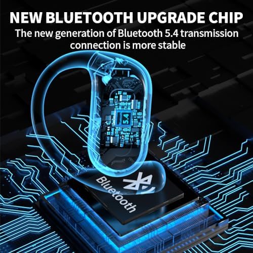 JIECAN V5.3 Open Ear Sport Headphones – Waterproof Bone Conduction Wireless Earbuds with Secure Earhooks & Digital Charging Case – Perfect for Active Lifestyles, Hands-Free Calling, and Daily Use (Black)