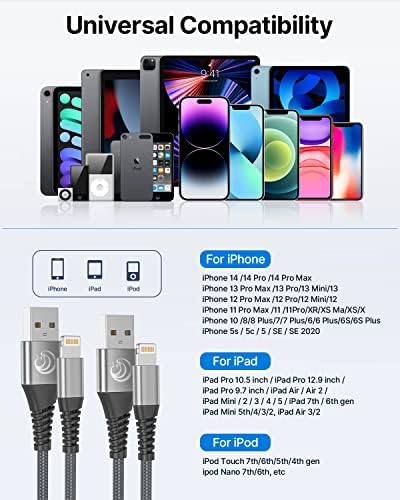 Aioneus 10 ft i Phone Charger 2 Pack – Apple Certified Lightning Cable with Fast Charging, Extra Long Nylon Braided Cord in Stylish Pink for i Phone 13, 12, 11, XS, XR, 10, 8, 7, 6 Plus – Unmatched Durability and Flexibility