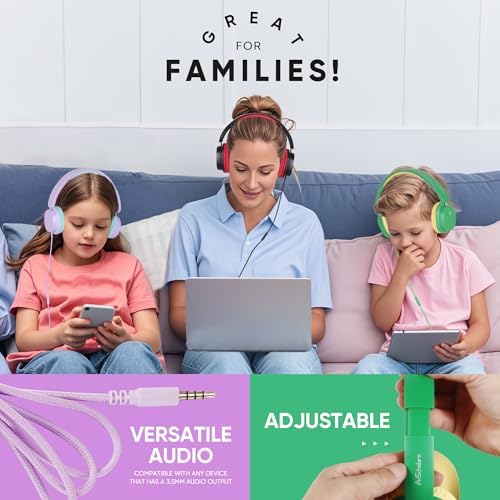 Vibrant Over-Ear Headphones for Kids – 5-Pack Foldable Wired Earphones with 3.5 mm Jack – Ideal Audio Solution for Classrooms, Travel, and Online Learning – Lightweight, Durable, and Engaging Colors for Young Learners