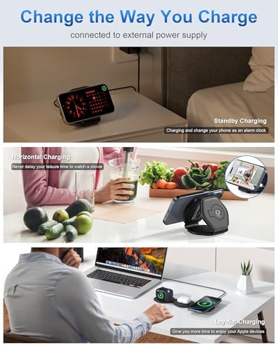 Ultimate 3-in-1 Magnetic Wireless Charging Station for Apple Devices – Foldable Travel Charger for i Phone 16/15/14/13/12 Pro Max, Apple Watch & Air Pods – Fast, Efficient, and Stylish Power Solution for On-the-Go Charging