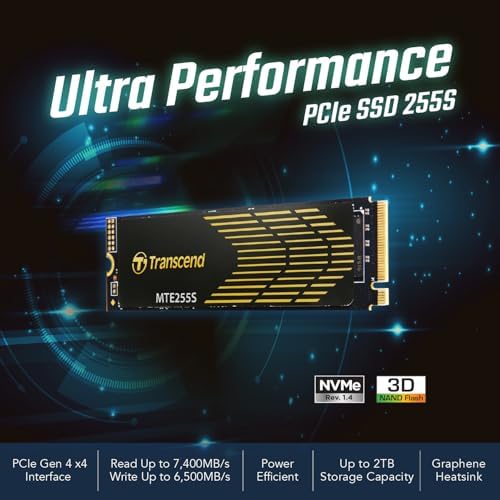 Elevate Your Computing Experience with the Transcend 256 GB M.2 2280 SSD – Achieve Lightning-Fast Speeds of Up to 1,600 MB/s for Seamless Gaming and Multitasking, Featuring PCIe NVMe Gen3 x4 Compatibility, 3 D TLC NAND Technology for Enhanced Durability, and Intelligent LDPC Error Correction for Unmatched Data Integrity. Perfect Upgrade for Ultrabooks, Laptops, and Desktops!