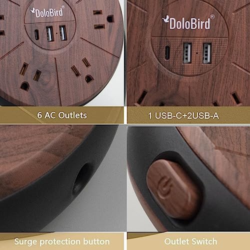 High-Power Surge Protector Power Strip with 6 AC Outlets and 20 W USB-C Fast Charging – Ideal for Home, Office, and Dorm Room Use with Circuit Breaker Safety Feature and Wide Outlet Spacing for Optimal Device Compatibility