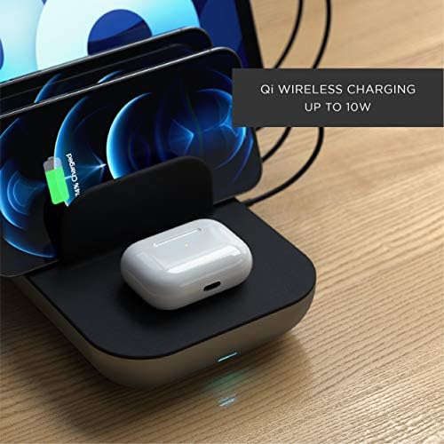 Satechi Versatile Multi-Device Wireless Charging Hub – Streamlined Power Station for i Pad Pro/Air M1, i Phone 16/15/14/13/12/11 Pro Max & Air Pods – Fast Charging Solution with Sleek Aesthetic for Organized Tech Management