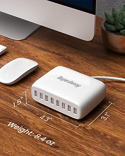 High-Efficiency 8-Port USB Charging Station by SUPERDANNY – Compact Multi-Device Hub for i Phone, i Pad, Galaxy, Air Pods & More – Advanced Safety Features for Fast, Reliable Charging in Home or Office Environments