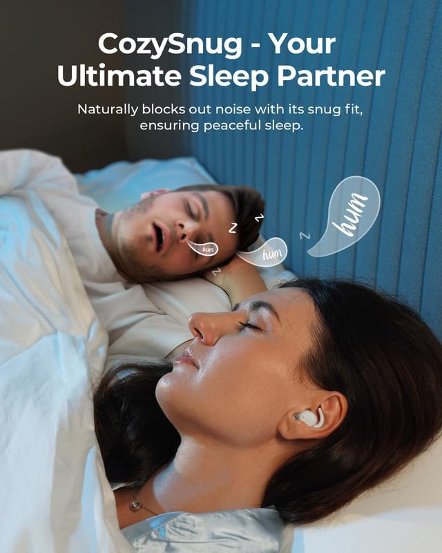 Lytmi Cozy Snug C1 Sleep Earbuds – Premium Bluetooth 5.3 Noise-Canceling Headphones Designed for Side Sleepers, Customizable Fit with Three Ear Tip Sizes, 21-Hour Playtime, App-Controlled for Tailored Relaxation, Ultra-Compact Design for Uninterrupted Sleep Bliss