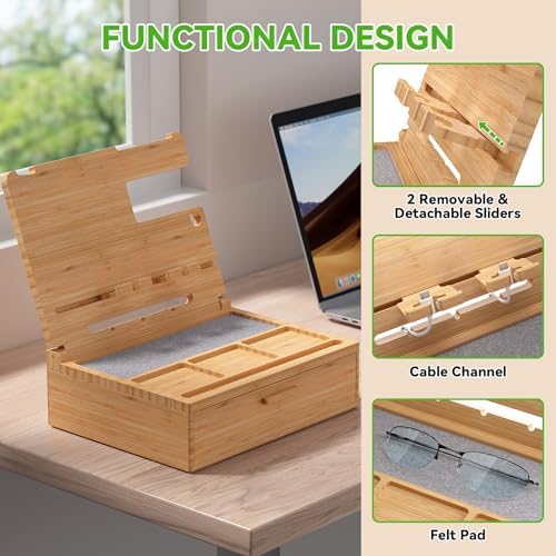 Pezin & Hulin Wooden Nightstand Organizer, Ideal Gifts for Men, Desktop Bamboo Phone Docking Station Box, with Large Drawer, Multi-Device Charging Stand, for Birthday Son Boyfriend Him -Natural – Enhanced Compatibility and Speed
