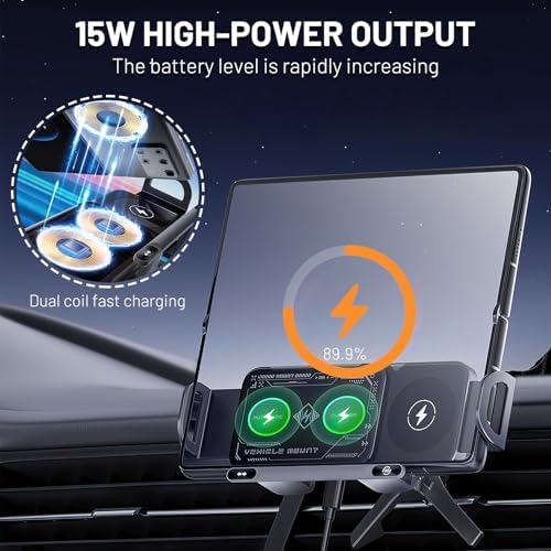 Revolutionary 2-in-1 Auto-Rotating Mobile Phone Holder & Fast-Charging Car Mount – Effortless One-Touch Installation for Smartphones, Tablets, and Foldable Devices – Stay Powered & Connected on the Go with Enhanced Stability and Versatile Viewing Angles – Perfect for Modern Drivers Seeking Convenience and Safety