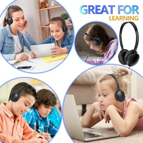 Bulk 30-Pack Student Headphones for Classrooms – Lightweight, Durable Earphones with Enhanced Audio Quality, Perfect for Educational Engagement and Group Learning Activities, Ideal for Kids and Young Learners