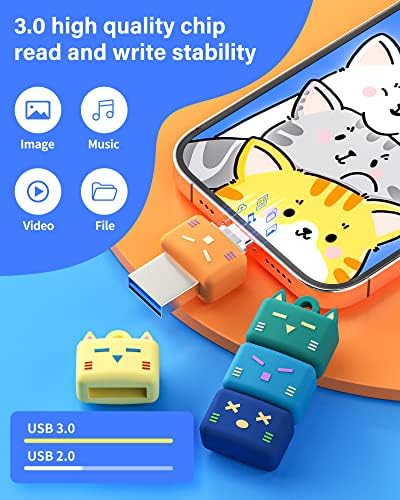 Charming Jenna Cat Design USB Type C Flash Drive – 2 in 1 OTG Dual USB 3.0 Memory Stick, Waterproof & Compact – High-Speed Data Transfer with Enhanced Device Compatibility for All Ages