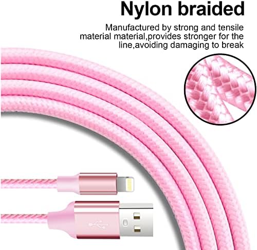 Premium 5-Pack i Phone Charger Set: MFi Certified Nylon Braided Fast Charging Cables (3 FT, 6 FT, 10 FT) for i Phone 14/13/12/11/X/Max/8/7/6/5/SE/i Pad – Unmatched Durability & Versatile Lengths for Every Lifestyle