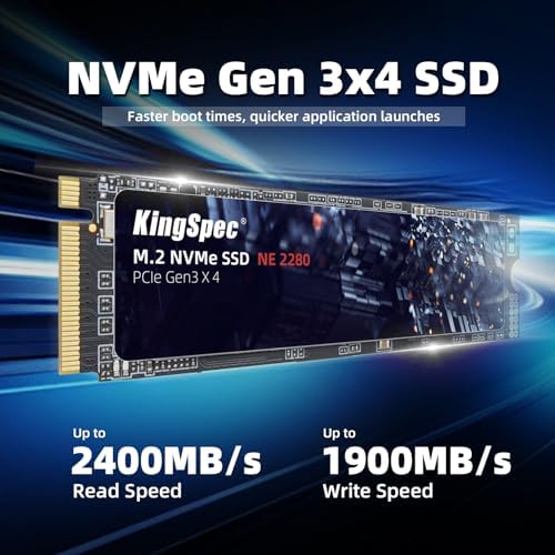 Revitalize Your Computing Experience with King Spec 256 GB M.2 NVMe SSD – Blazing Fast Speeds Up to 2400 MB/s, High-Performance Internal Solid State Drive for Desktops and Laptops, Enhanced 3 D NAND Technology for Reliability and Efficiency