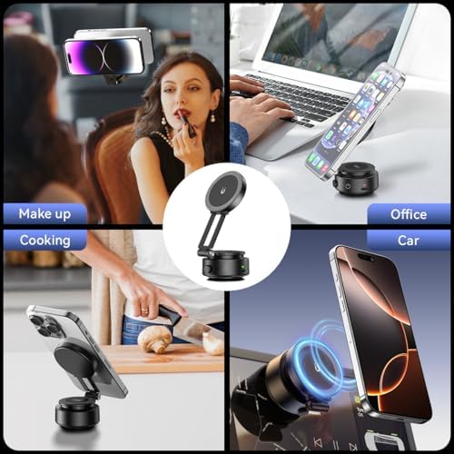Revolutionary Electric Vacuum Suction Car Phone Holder – 360° Rotating Magnetic Mount for Ultimate Flexibility – Adjustable Stand for i Phone 12-16 Series – Unmatched Stability with Strong Suction for Safe Driving and Navigation – Hands-Free Convenience for Every Journey