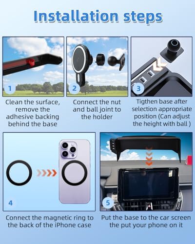 Upgrade Your Toyota Tundra or Sequoia Driving Experience with the 360° Rotating Mag Safe Phone Holder – Premium Dashboard Mount Designed for 2020-2025 Models, Ensures Safety, Accessibility, and Sleek Aesthetics Without Air Vent Obstruction