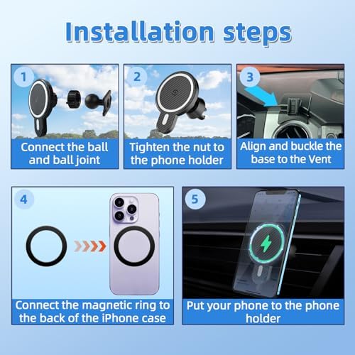 Upgrade Your Toyota Tundra or Sequoia Driving Experience with the 360° Rotating Mag Safe Phone Holder – Premium Dashboard Mount Designed for 2020-2025 Models, Ensures Safety, Accessibility, and Sleek Aesthetics Without Air Vent Obstruction