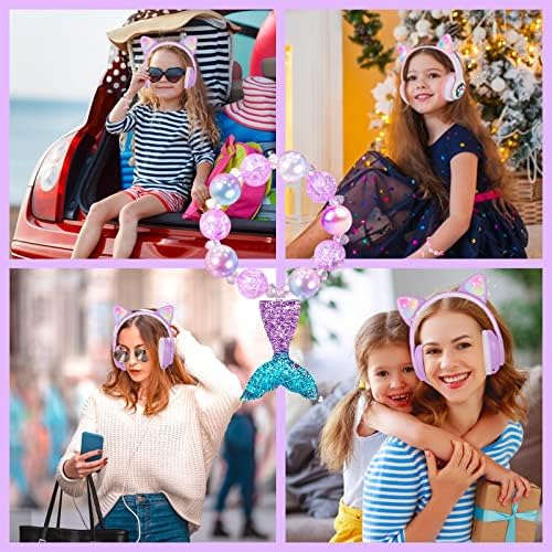 Playful Wireless Cat Ear Headphones for Kids – Bluetooth Audio with LED Lights, Foldable Design & Built-in Microphone for Gaming and Travel – Ultimate Gift for Trendy Young Girls