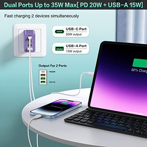 35 W USB-C Fast Charging Block 4-Pack – High-Speed 4-Port Wall Charger with PD 3.0 & Quick Charge 3.0 for i Phone 16/15/14/Pro, i Pad Pro, Samsung Galaxy, and More – Universal Compatibility for All Devices, Compact & Travel-Ready Power Adapter