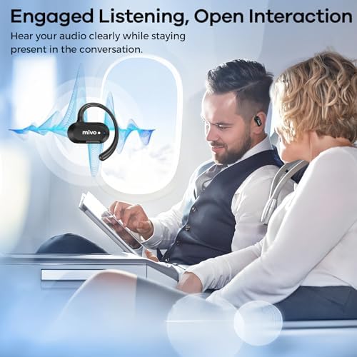 Mivo Open Ear Wireless Earbuds – Featherlight Comfort with 16.2 mm Dynamic Drivers, Advanced ENC Noise Cancellation & IPX7 Waterproof Rating for Fitness Enthusiasts, Effortless Device Pairing for Superior Audio Performance