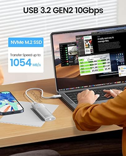 Ultra-Fast ORICO Aluminum M.2 NVMe SSD Enclosure – Tool-Free 10 Gbps USB-C Adapter for 2230/2242/2260/2280 PCIe M-Key SSDs – Thunderbolt 3 Compatible External SSD Case with Enhanced Heat Dissipation and 4 TB Support for Optimal Data Management and Storage Solutions