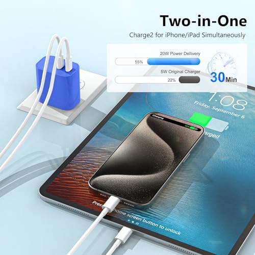 High-Speed Dual-Port USB C Charger Block – 3-Pack 20 W Type-C Wall Adapter for i Phone and i Pad Pro – Ultimate Convenience for Multi-Device Charging on the Go, Safe & Compact Design