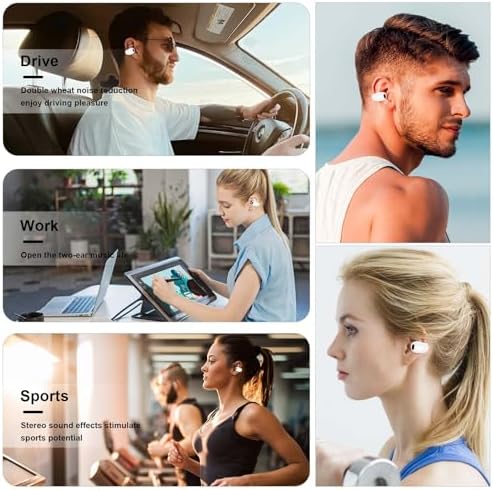 Open Ear Wireless Earbuds with Bluetooth 5.3 Technology – Lightweight Clip-On Sports Headphones Featuring Waterproof Design and Digital Display Charging Case for Active Lifestyles – Perfect for Running, Workouts, and Driving