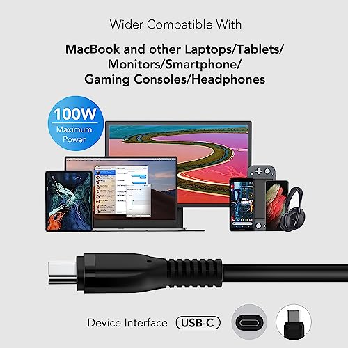 HKY PD100W DC5525 to USB-C Charging Cable DC5.5mmx2.5mm Round Female to Type-C Charger Power Adapter Cable for Laptop Tablet Phone Porable Power Station & All USB-C Connector Device – Enhanced Compatibility and Speed