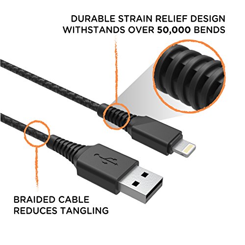 Eco Survivor 8 ft Lightning Charging Cable – MFi Certified, Durable USB-A to Lightning Connector for i Phone & i Pad Compatibility – Eco-Friendly, Enhanced Speed, Strain Relief Design – Perfect for Home & Travel Use