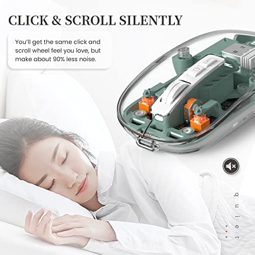 Sleek A.JAZZ Wireless Bluetooth 5.1 & 2.4 G Mini Mouse – Lightweight, Rechargeable, and Silent for Ultimate Focus in Office, PC, Mac, and i Pad Use – Stylish Transparent Design with Nano USB-C Receiver for Enhanced Compatibility and Performance
