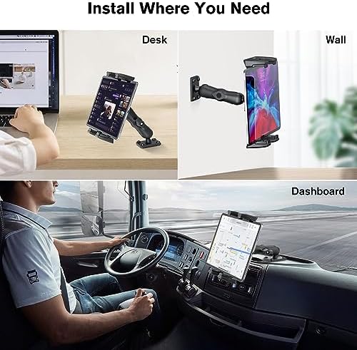 OHLPRO Heavy-Duty Car Tablet Holder – Versatile Mount for i Pad & Samsung Galaxy Tabs (5″-13″) – Ideal for Trucks, Business Presentations & Home Use – Adjustable Viewing Angles with Secure Drill Base for Ultimate Stability and Convenience