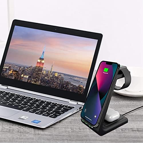 YOCUNKER 3-in-1 Qi Wireless Charging Dock – Efficient Space-Saving Solution for i Phone 14/13/12/11 Pro Max, Apple Watch Series 7/SE/6/5/4/3/2 & Air Pods 3/Pro/2 – Fast, Reliable Power with Enhanced Safety Features – Streamline Your Charging Experience and Declutter Your Workspace with This Sleek, Compact Design