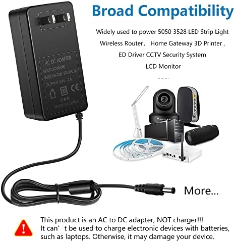 Reliable 24 V 2 A AC to DC Power Supply Adapter – Universal 100-240 V Input for LED Light Strips, 3 D Printers, and CCTV Systems – Enhanced Safety Features and Compact Design for Optimal Device Performance