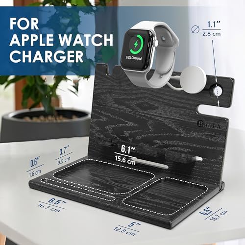 Sleek Premium Wooden Dual Device Docking Station | Stylish Nightstand Organizer for Smartphones, Tablets & Smartwatches | Fast Charging with Universal Device Compatibility | Ideal Gift for Men | Enhance Bedroom Decor & Reduce Clutter