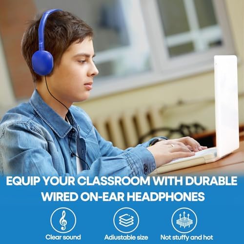 Bulk Headphones for Kids 12 Pack – Premium Wired Earphones with Superior HD Sound Quality for Classroom Learning and Play, Mixed Colors for Inclusive Use, Compatible with 3.5 mm Devices – Essential Audio Gear for Educational Environments