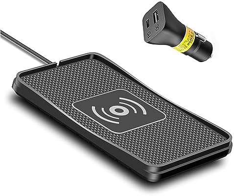 POLMXS 15 W Fast Wireless Car Charging Pad – Universal Qi-Compatible Phone Charging Mat for i Phone 11-15 & Galaxy S21-S24 – Sleek, Compact Design with Advanced Safety Features for Hassle-Free On-the-Go Power Solutions