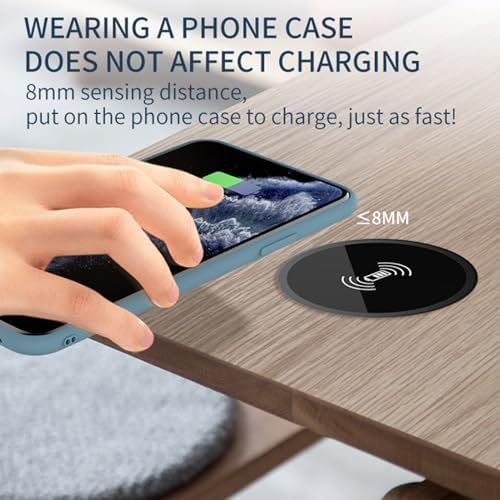Seamless Embedded Wireless Charging Pad – Fast 15 W Desk Charger for All Qi-Compatible Devices, Perfect for i Phone 16/15/14/13/12/11/X & Samsung Galaxy S24/S23/S22/S21/S20 – Effortless Integration & Enhanced Safety Features