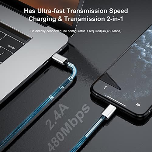 10-Foot Apple MFi Certified USB C to Lightning Charging Cable – Dual Pack High-Speed i Phone Charger for 14/13/12 Series and i Pad – Durable Long Charging Cord for Ultimate Convenience and Flexibility