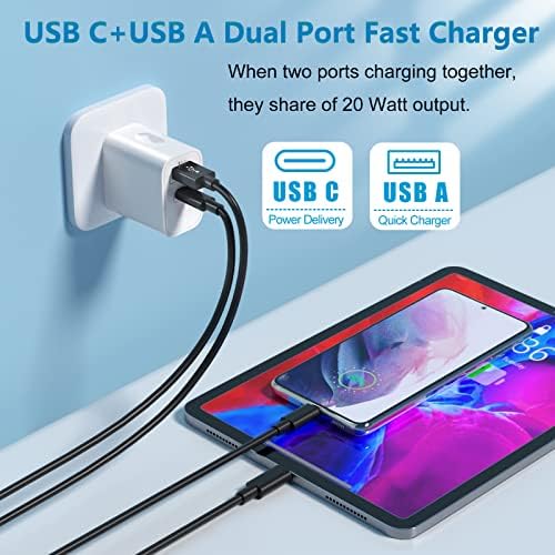 Rapid Charge 20 W USB-C Wall Charger 5-Pack – Dual Port Quick Charge 3.0 Power Adapter Compatible with i Phone 16/15/14/13/12/11 Pro Max, XS, SE, 8 Plus & Samsung S20 – Ultimate Charging Efficiency for On-the-Go Lifestyle – Compact and Durable Design for Maximum Portability
