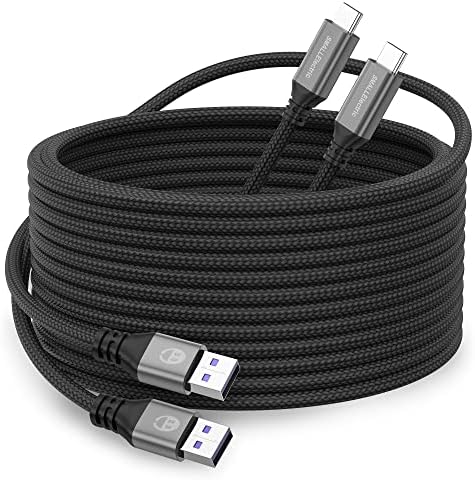 Extra Long 16 ft USB Type-C Fast Charging Cable – Braided USB C to A Quick Charge Cord for Samsung Galaxy S10, S9, S8 Plus, Note 10, 9, 8 & LG V50, V40, G8, G7 – Enhanced Durability and Performance in Sleek Grey Design