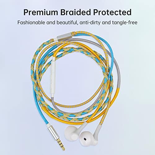 URIZONS Premium Wired In-Ear Headphones with Vibrant Braided Cable – Exceptional Sound Clarity, Integrated Microphone for Seamless Hands-Free Conversations, Customizable Volume Control, Sweat & Dirt Resistant for Active Lifestyles, Tangle-Free Design, Universal 3.5 mm Compatibility – Ideal for Commuting, Fitness, and Daily Use