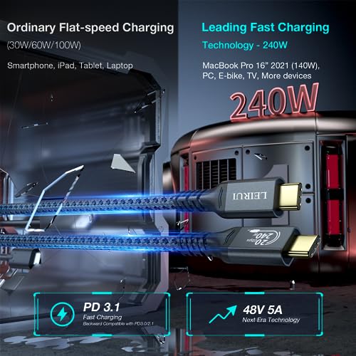 Ultra-Fast 240 W USB C to USB C Charging & Data Transfer Cable – Experience 20 Gbps Speed and 4 K Video Output for Seamless Connectivity with Samsung Galaxy, Mac Book Pro/Air, and i Pad Mini – Perfect for Professionals and Everyday Users Seeking Efficiency and Durability