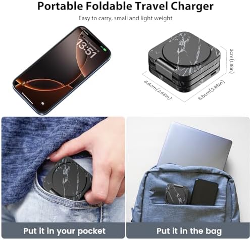 X55 Magnetic Foldable 3-in-1 Charging Station for Apple Devices – 15 W Fast Wireless Charger for i Phone 16, 15, 14, 13, 12 Series, 5 W Apple Watch Power Station, Portable Air Pods Charging Stand – Sleek Black Design for Travel and Home Use